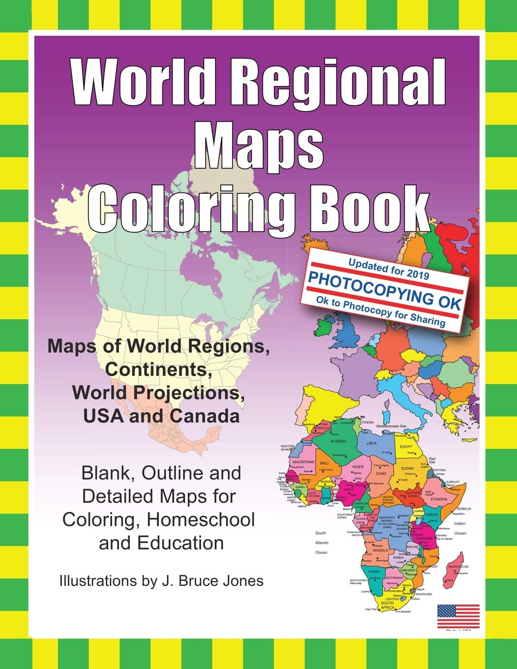 World Regional Maps Coloring Book for Adults & Kids - Educational Geography Maps of Continents, USA, Canada & Global Projections | Perfect for Travel, Learning & Relaxation
