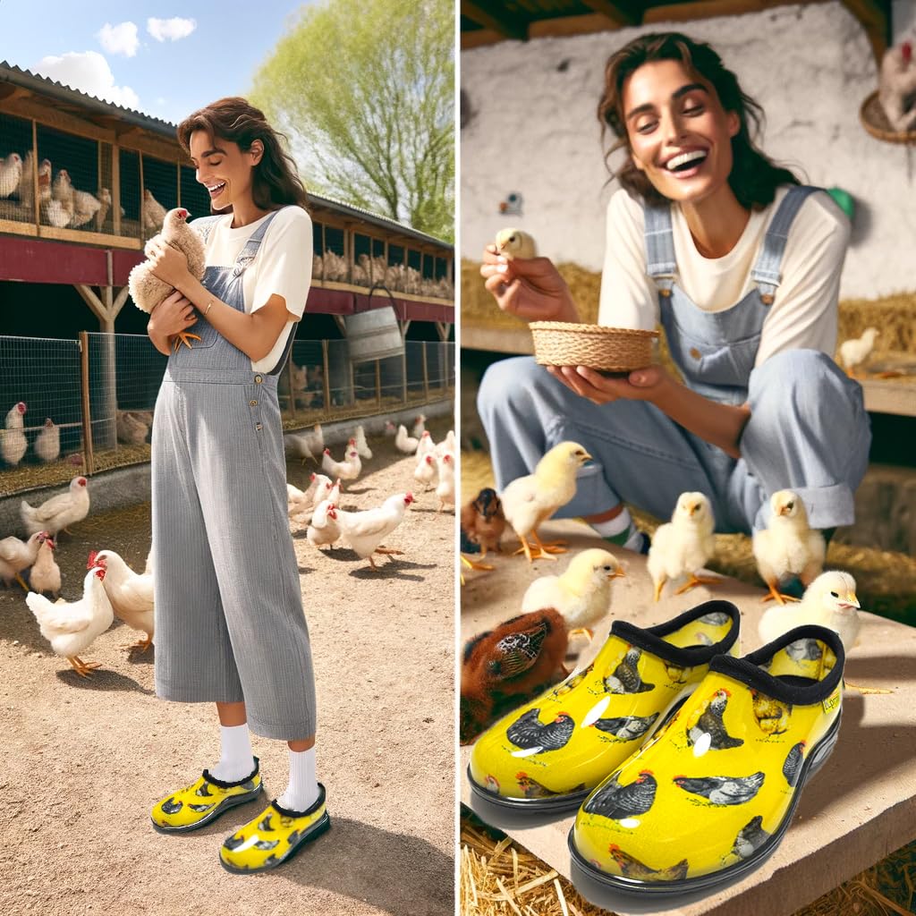 Women's Waterproof Slip-On Garden Shoes - Comfortable Rubber Rain Clogs with Cushioned Insole for Gardening, Yard Work & Outdoor Activities