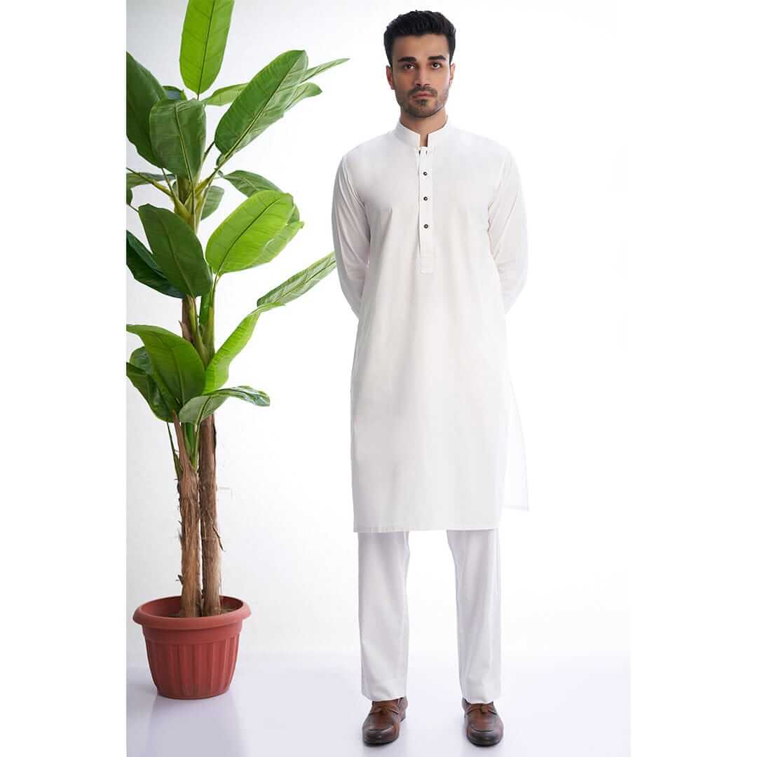 Classic White Kurta Pyjama Set for Men - Traditional Indian Cotton Outfit for Festivals, Weddings & Casual Wear