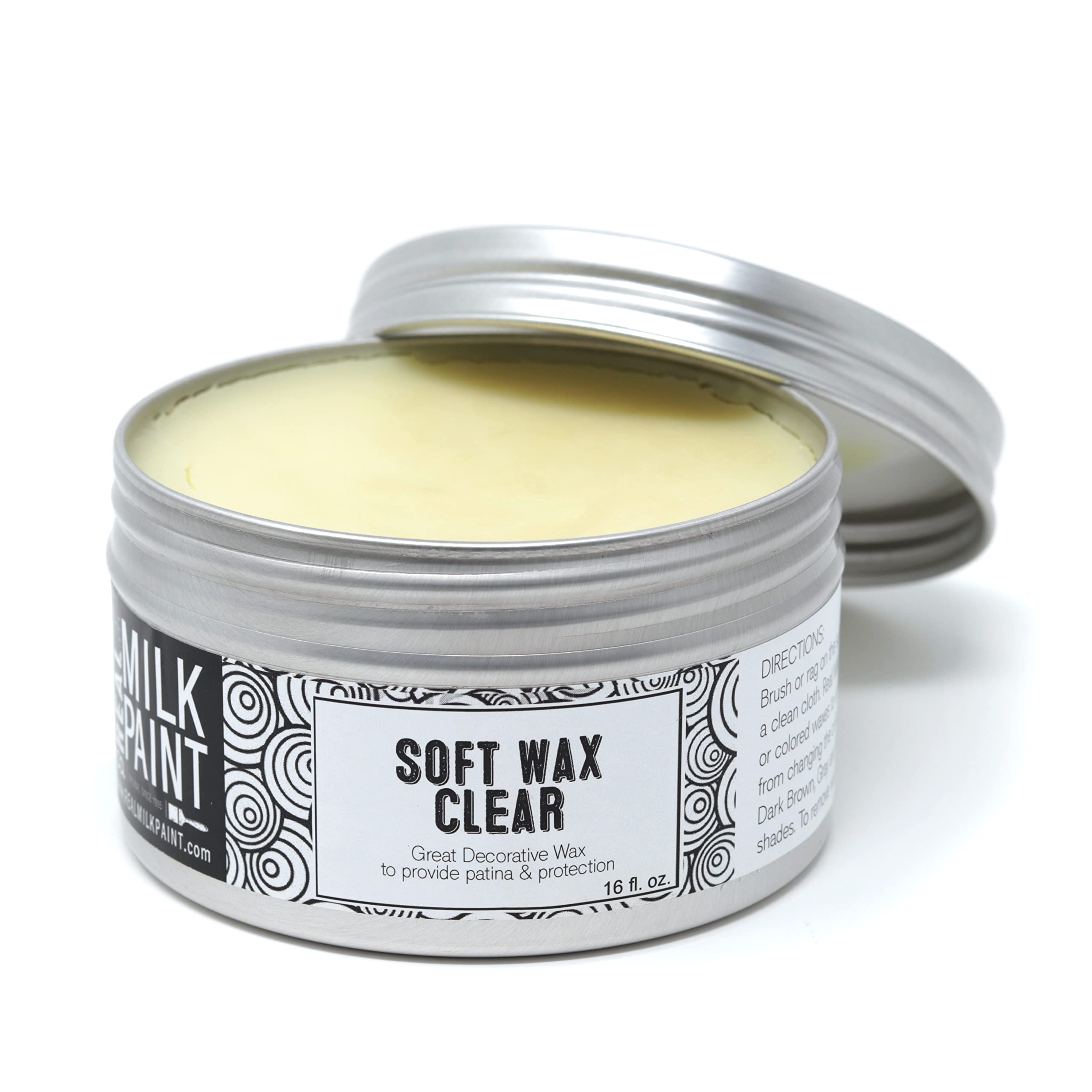 Real Milk Paint Soft Finishing Wax Sealant - 16 oz Clear Beeswax Topcoat for Painted Furniture, Cabinets & Unfinished Wood Decor - Satin Finish Paint Sealer for DIY Home Projects & Antique Restoration