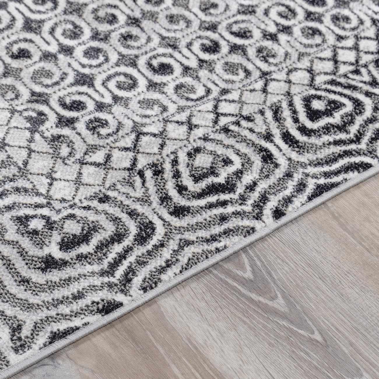 Hauteloom Consuelo Machine Washable Area Rug - Soft Black & Gray Modern Rug for Living Room, Bedroom - 6'7