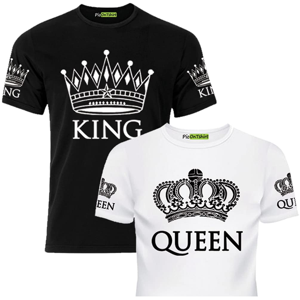 Matching Couple T-Shirts Set - King and Queen Shirts for Him and Her | Perfect for Anniversaries, Valentine's Day & Romantic Date Nights