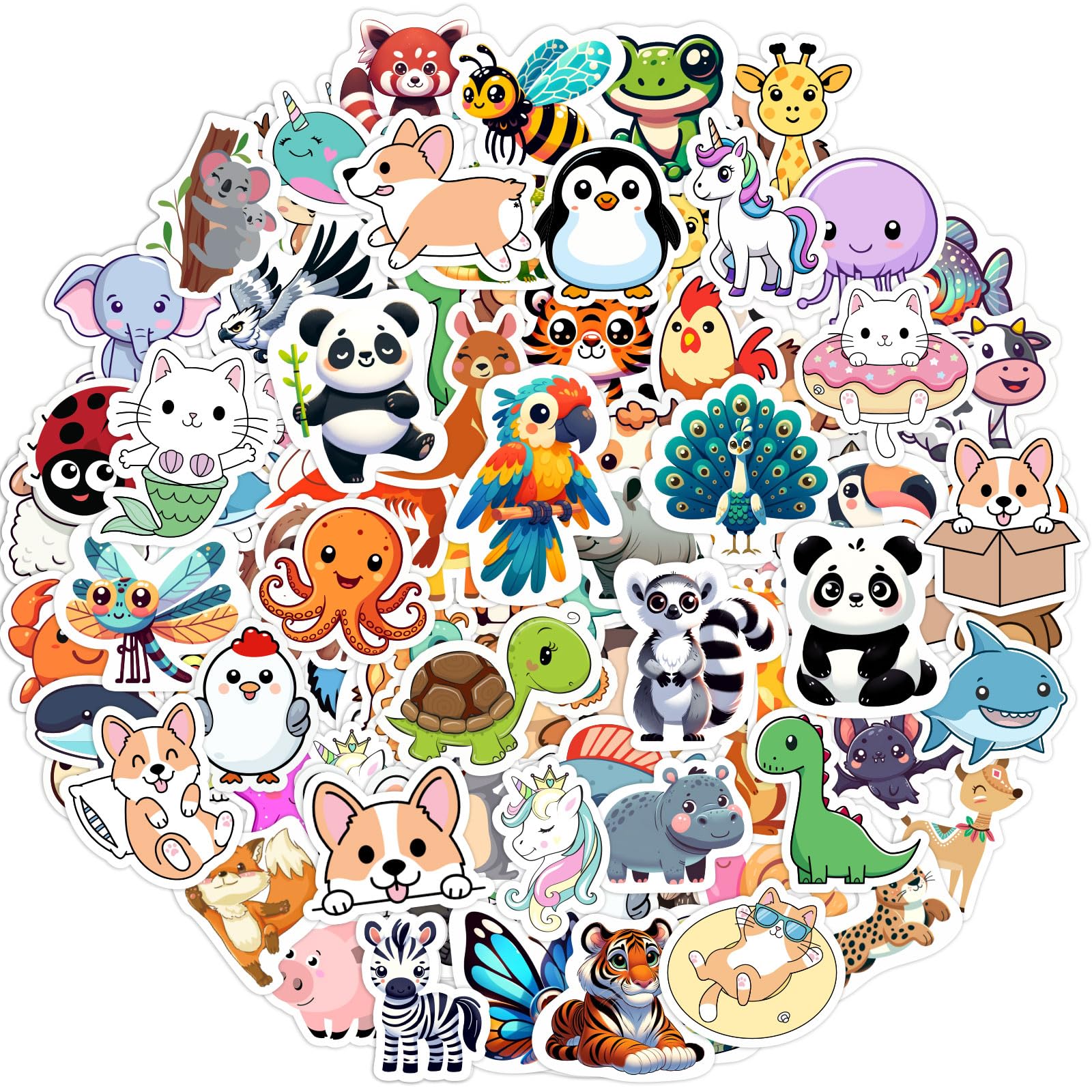 RINOLY 100 PCS Waterproof Vinyl Stickers for Kids - Fun Animal Designs for Water Bottles, Skateboards & Laptops - Perfect Classroom Prizes & Rewards for Boys and Girls - Great for School, Home & Party Decorations