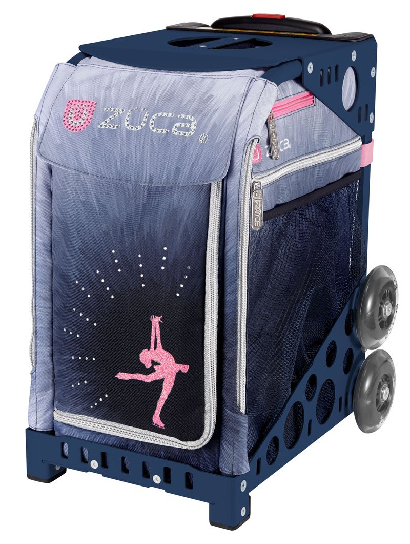 ZUCA Ice Dreamz Lux Sport Insert Bag with Navy Blue Frame & LED Flashing Wheels - Perfect for Figure Skating, Roller Skating & Travel Luggage