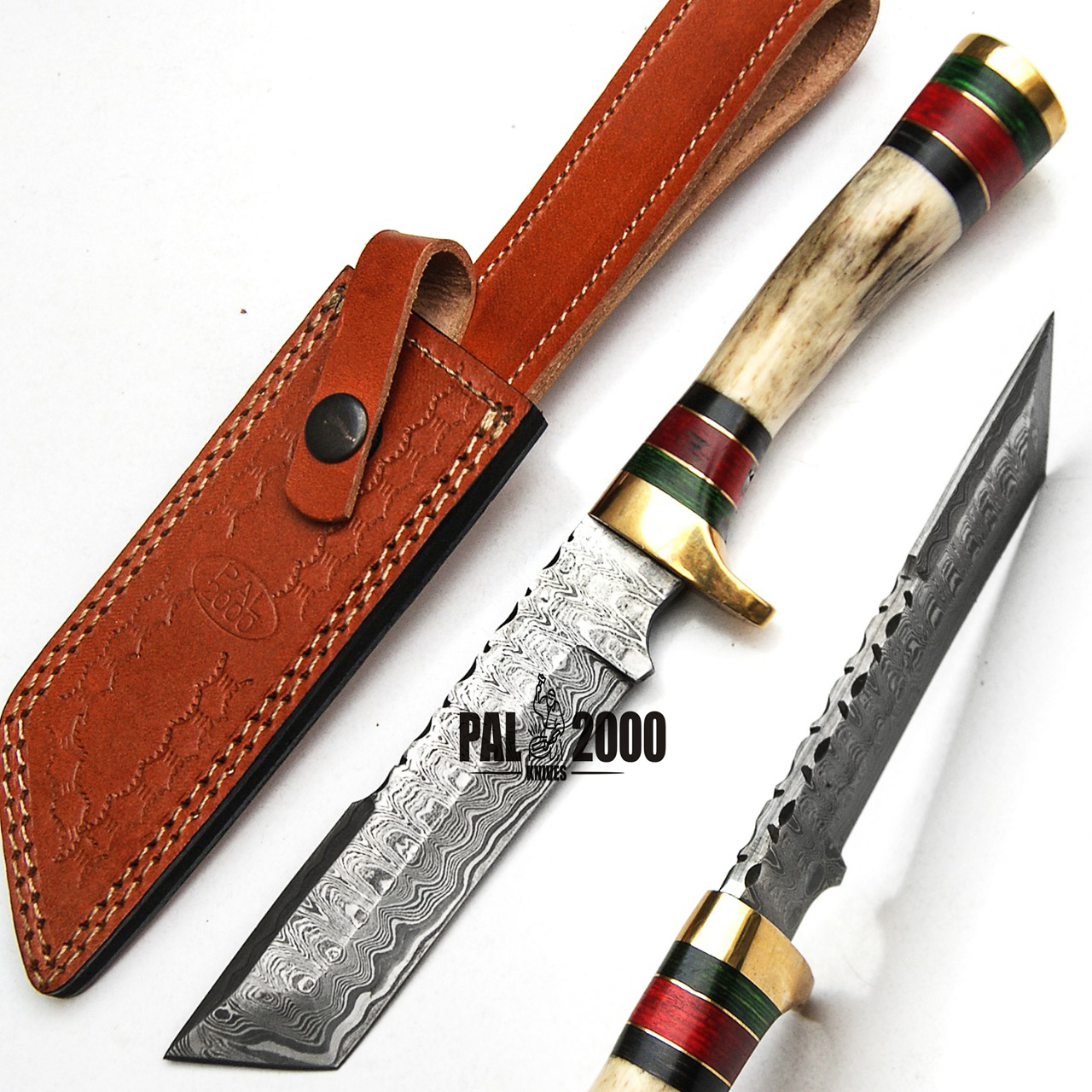 Premium Custom Handmade Damascus Steel Hunting Knife - 10 Inch Blade with Ergonomic Handle - Perfect for Outdoor Camping, Hunting & Survival Adventures (Model: PAL 2000 KNIVES DAM-9464)