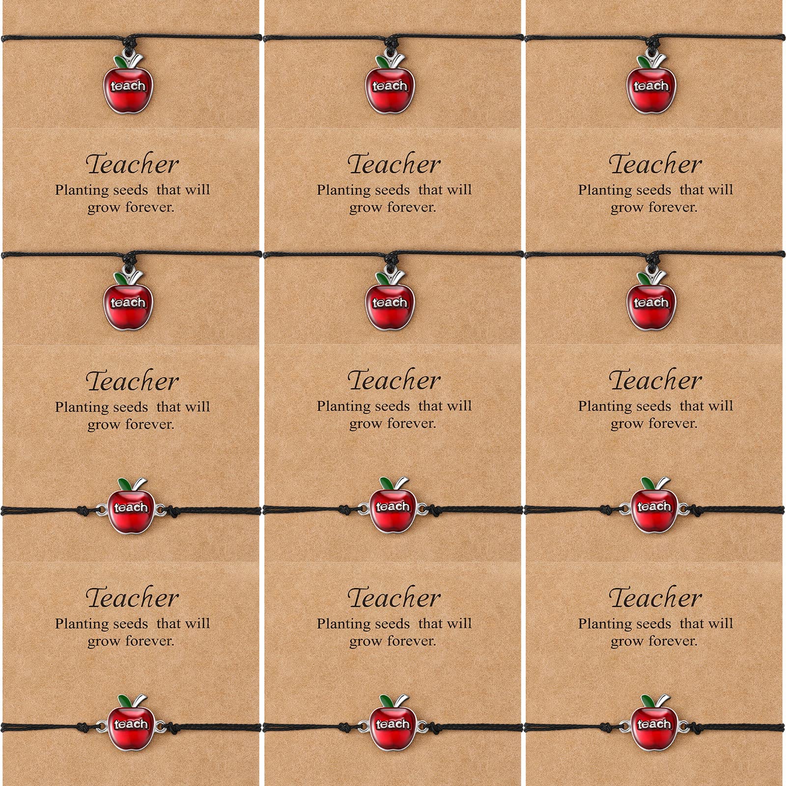 12 Pcs Teacher Bracelets Gifts for Women Men - Back to School Christmas Appreciation