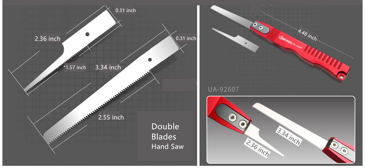 Mini Hand Saw & Modeling Knife Set - Precision Hobby DIY Razor Saw for Crafting, Plastic Models, Tree Limb Cutting - Perfect for Woodworking, Model Building, and DIY Projects (Thin Double Hand Saw Kit)