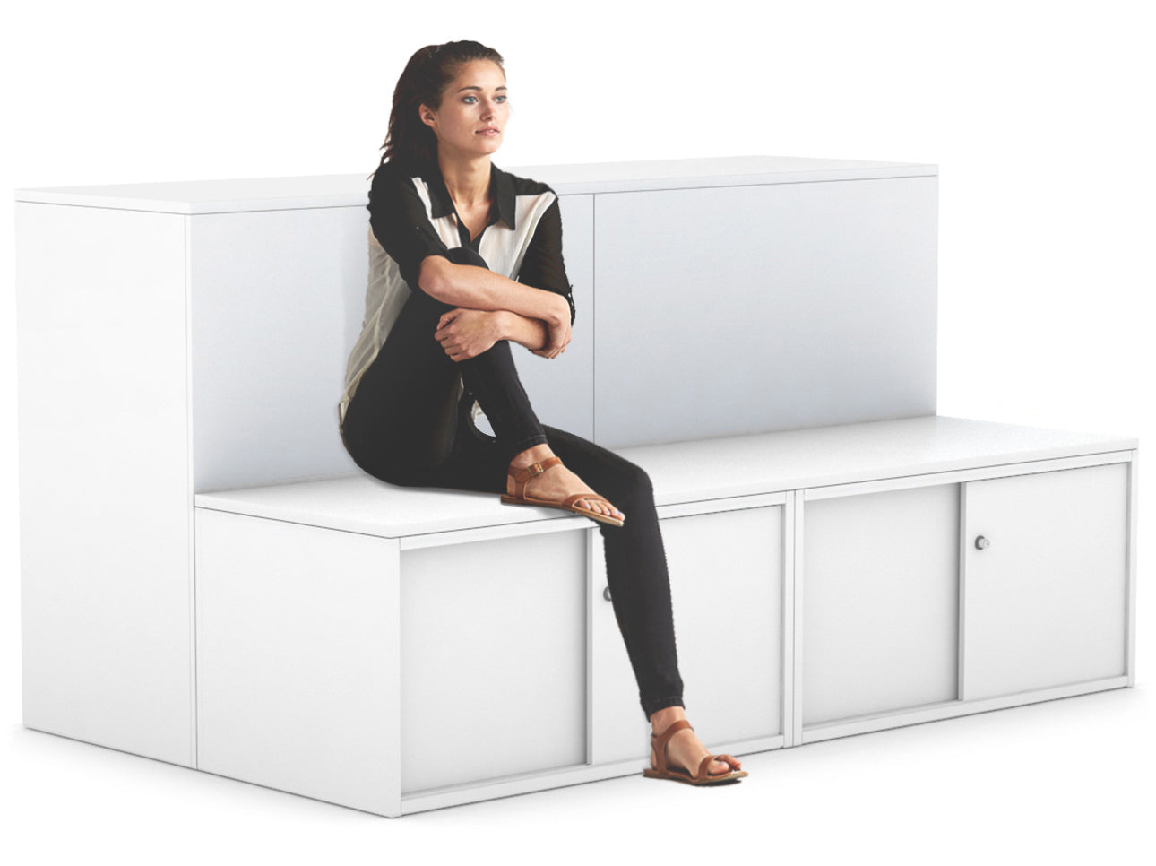Modern 4-Door Sliding Credenza with Low Profile Design - Perfect for Office, Living Room, or Bedroom Storage