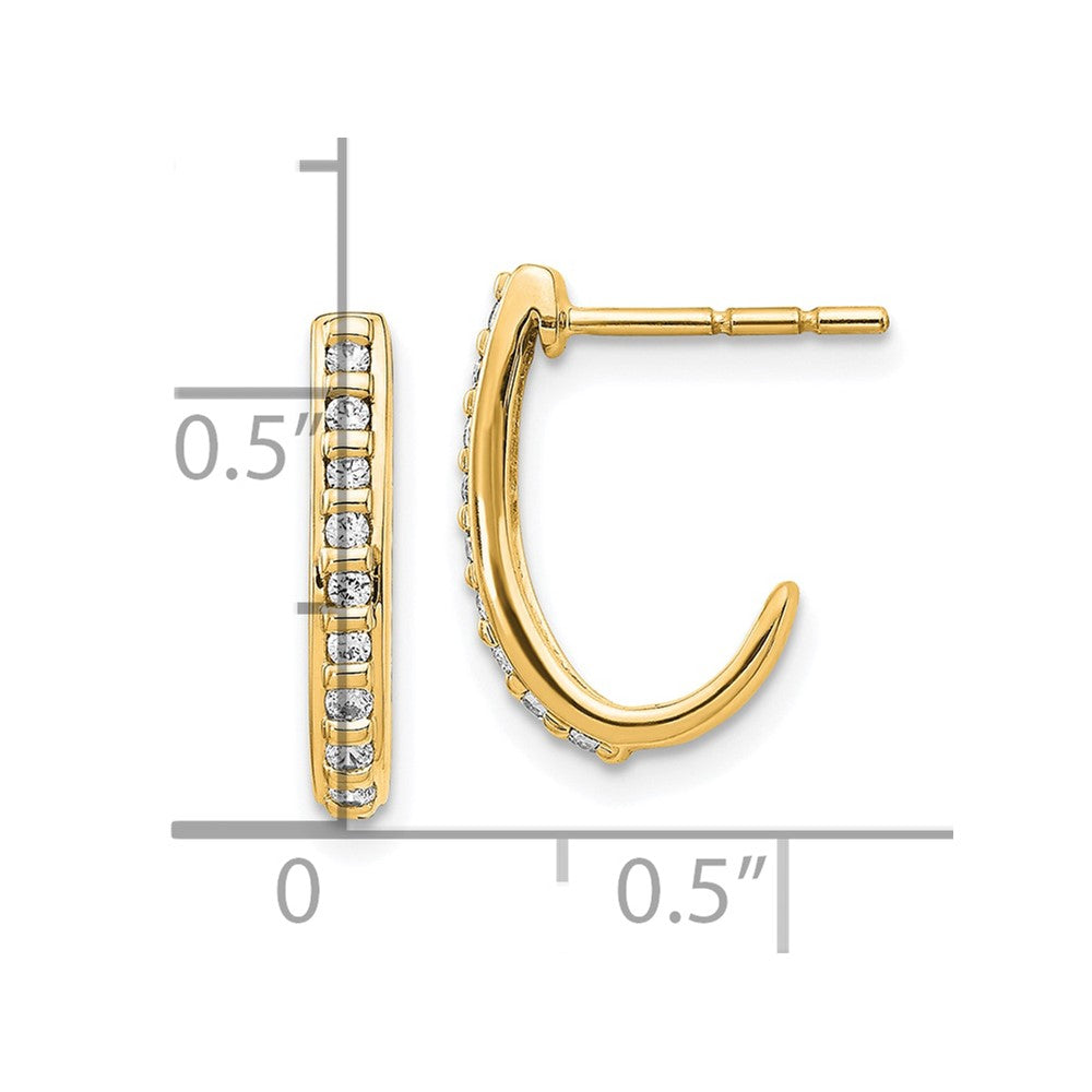 14K Gold Diamond J Hoop Post Earrings for Women - Elegant Dangle Earrings for Parties & Weddings | Model EM5493 020 YA | Perfect Gift for Birthday, Anniversary & Valentine's Day