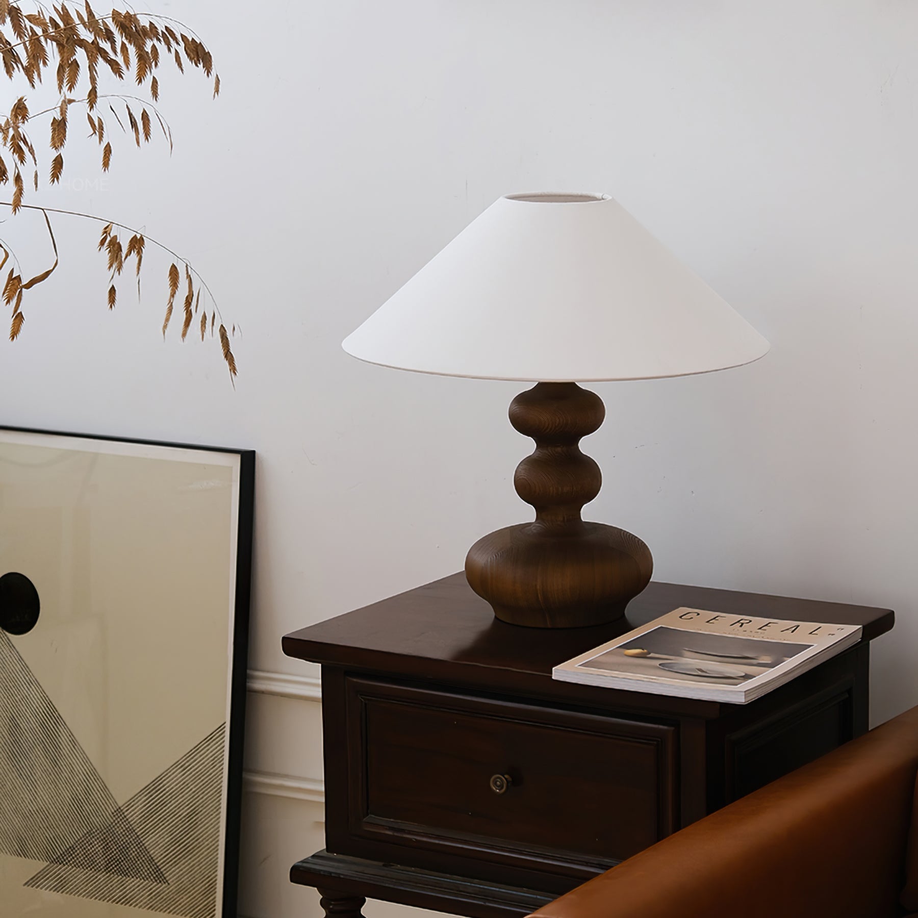 Handmade Creative Gourd Table Lamp - Natural Wooden Nightstand Light for Bedroom, Living Room, Office Decor - Perfect for Cozy Reading Nook & Ambient Lighting