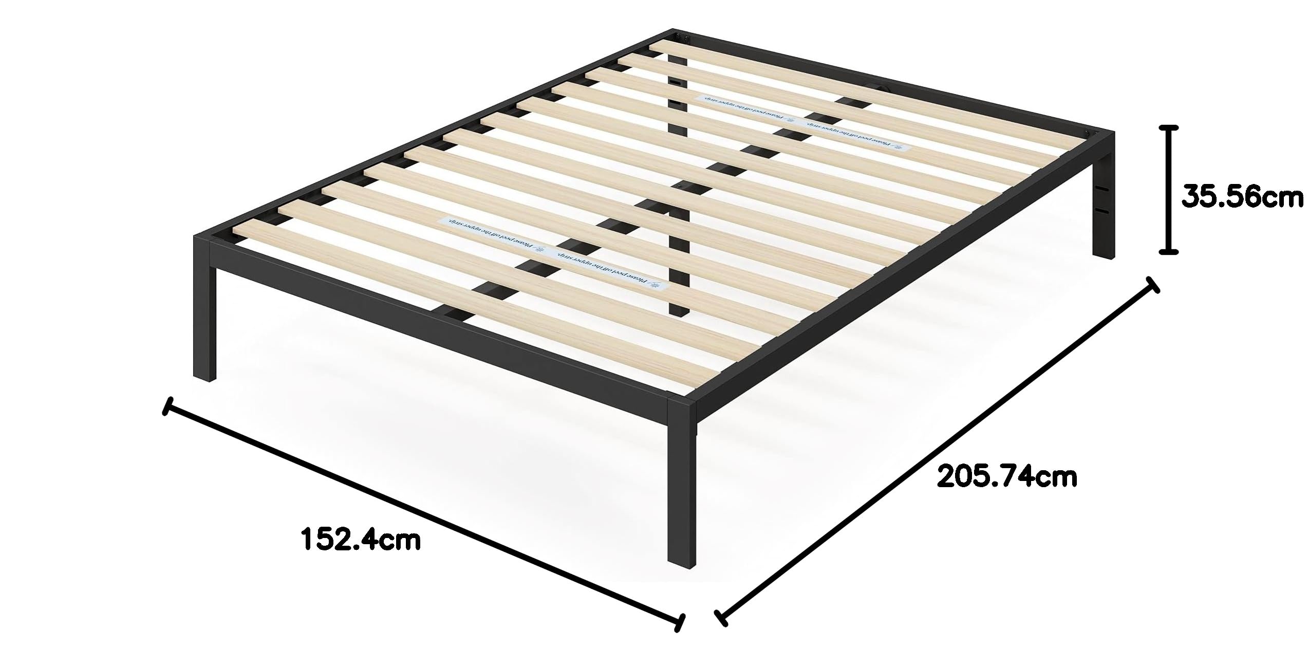 Zinus 15 Inch Mia Queen Metal Bed Frame with Wood Slat Support - No Box Spring Needed, Easy Assembly Minimalist Platform Bed with Underbed Storage - Perfect for Small Spaces & Guest Rooms (Queen Size)