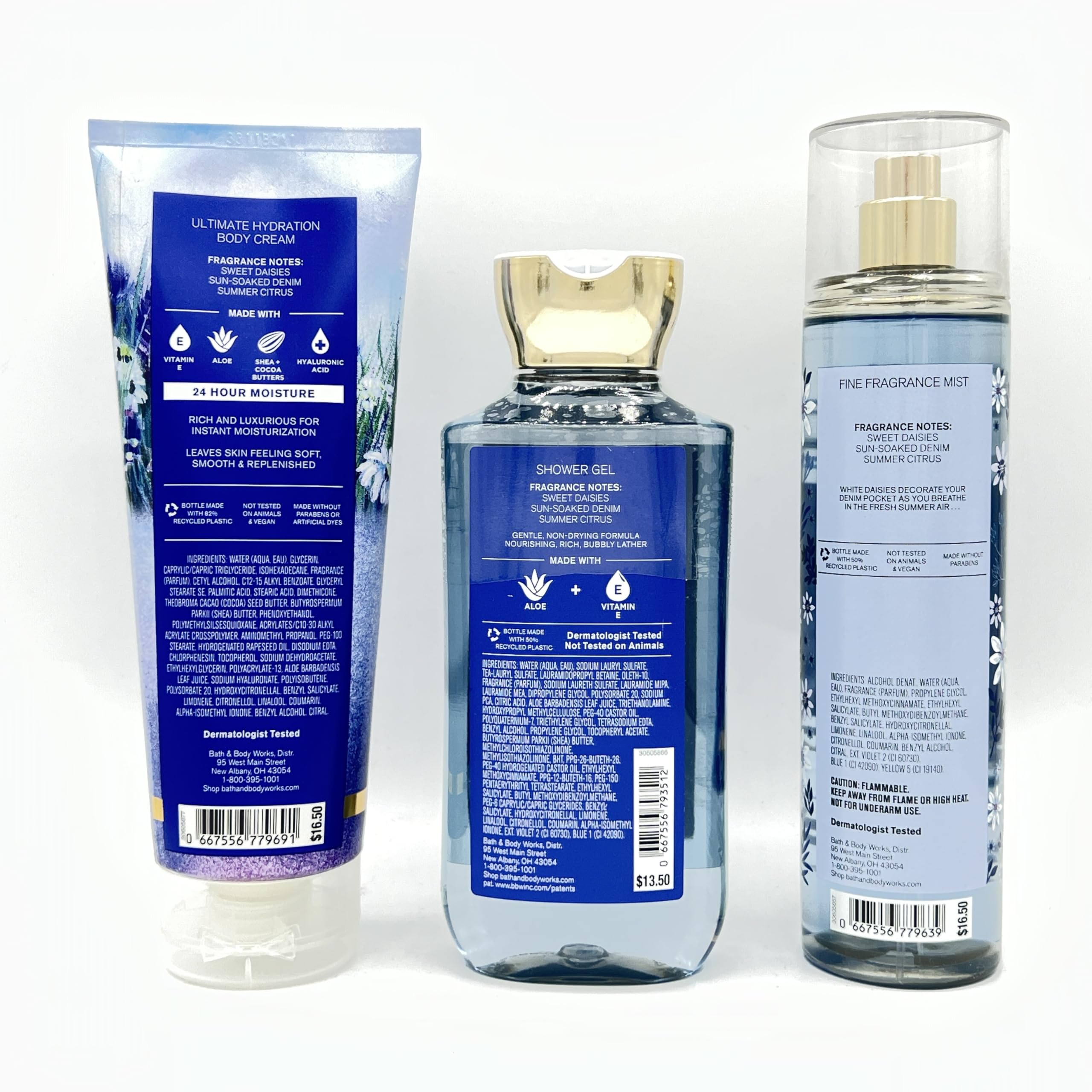 Denim & Daisies 3-Piece Bath & Body Gift Set - Hydrating Body Cream, Refreshing Shower Gel & Luxe Fragrance Mist | Perfect for Self-Care, Spa Days & Thoughtful Gifts