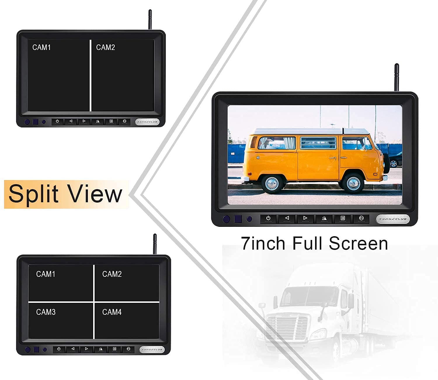 7 Inch Dual 1080P Wireless Backup Camera System Kit with 7