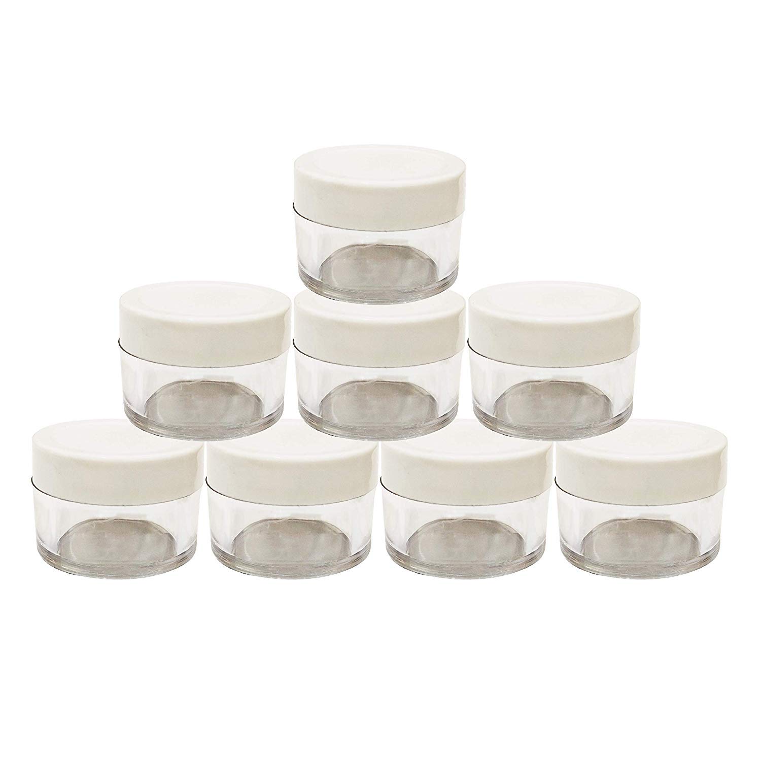 Dinemart 8-Piece Set of 15GM Clear Acrylic Jars with White Lids & Inner Caps - Empty Containers for DIY Lip Balm, Skin Care, Body Butter & Home Crafts - Perfect for Homemade Cosmetics and Personal Care Products