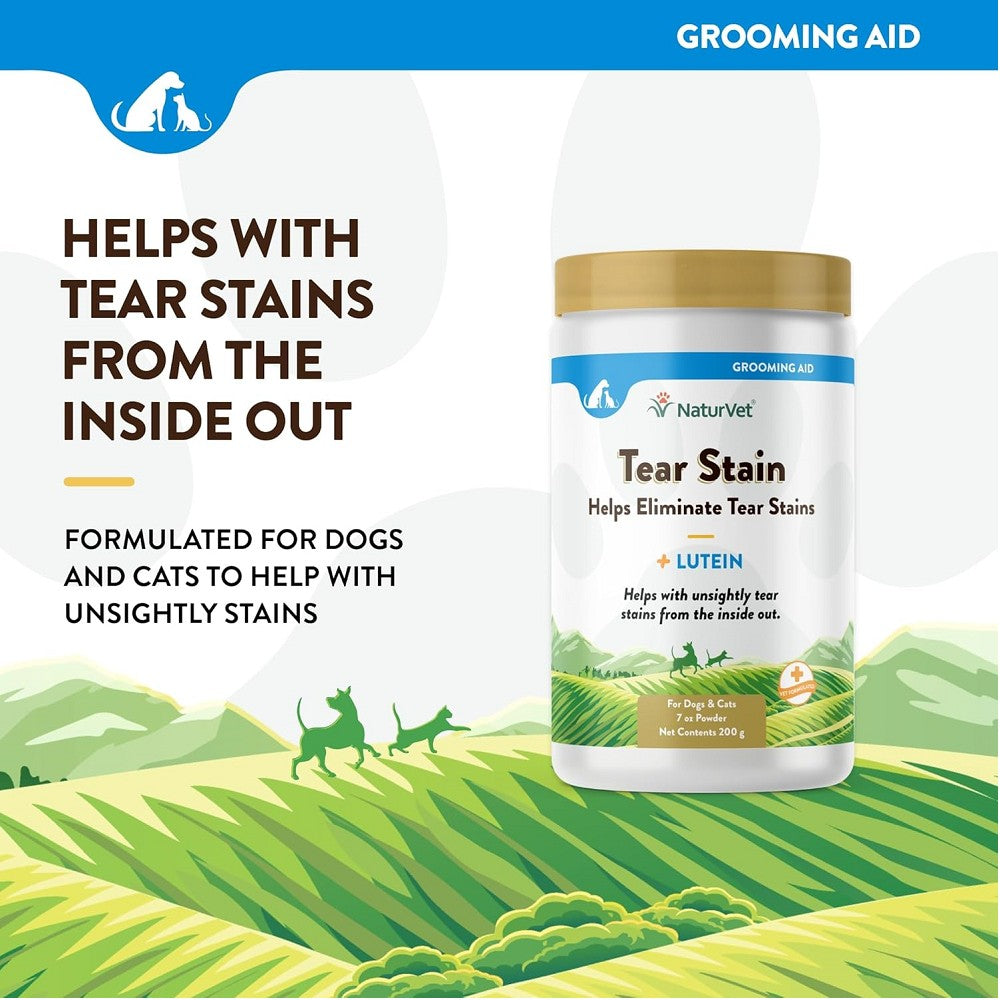 Best Tear Stain Supplement Powder with Lutein for Dogs & Cats - Remove Eye Stains & Boost Vision - Perfect for Daily Pet Grooming & Eye Health Care