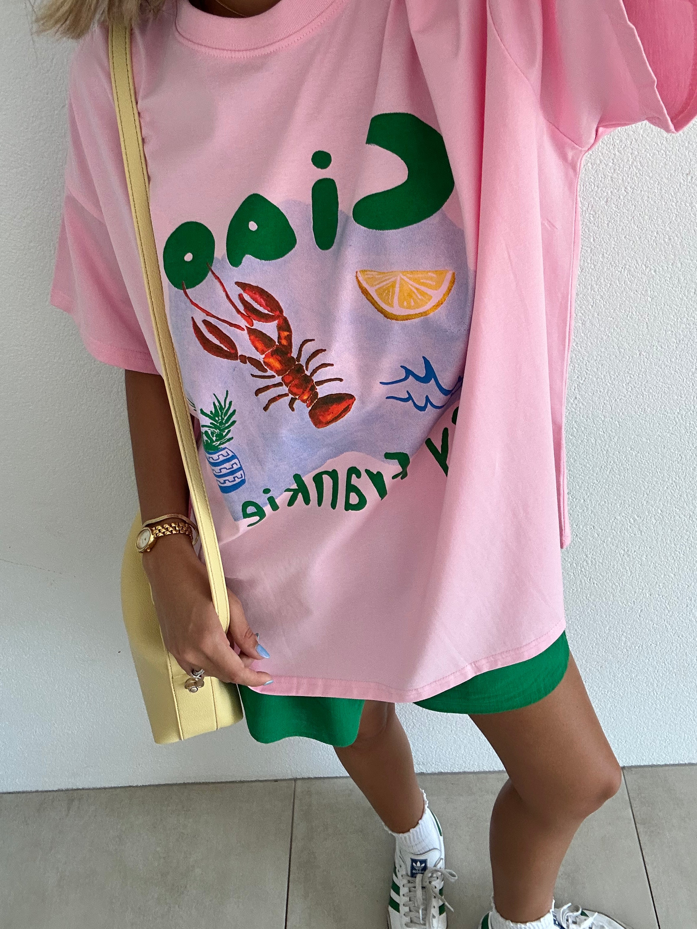 Ciao By Frankie Women's Pink & Green Top and Shorts Set - Casual Summer Outfit for Beach, Vacation & Streetwear