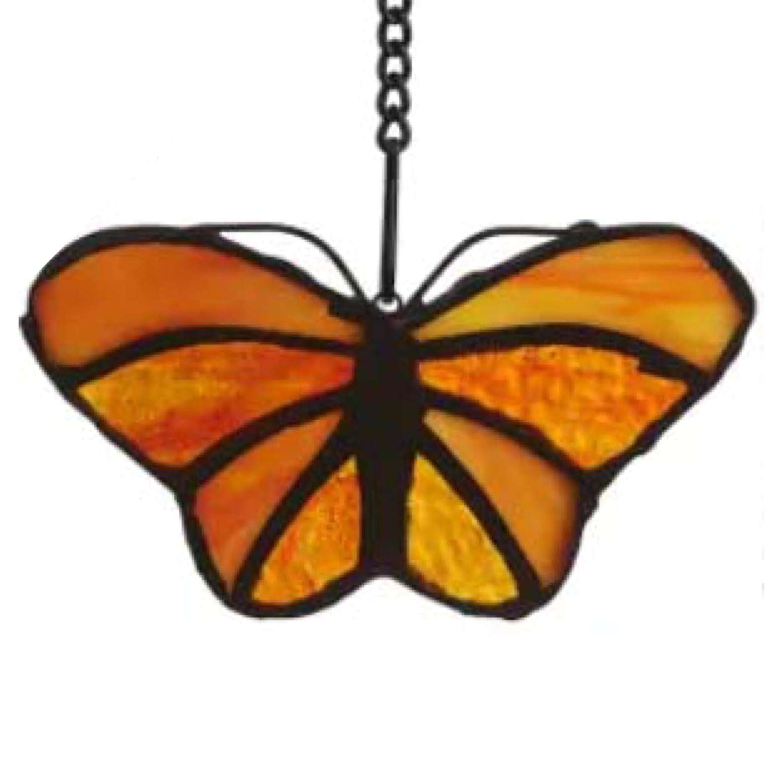 Beautiful Stained Glass Butterfly Decor - Orange Handcrafted Art Piece for Home, Garden & Wedding Decorations