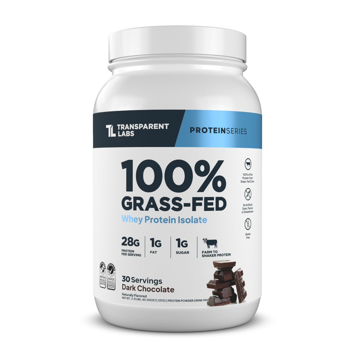 Grass Fed Whey Protein Isolate Powder - 100% Pure, Unflavored, Low Carb & Lactose Free - Ideal for Post-Workout Recovery, Muscle Building & Keto Diet