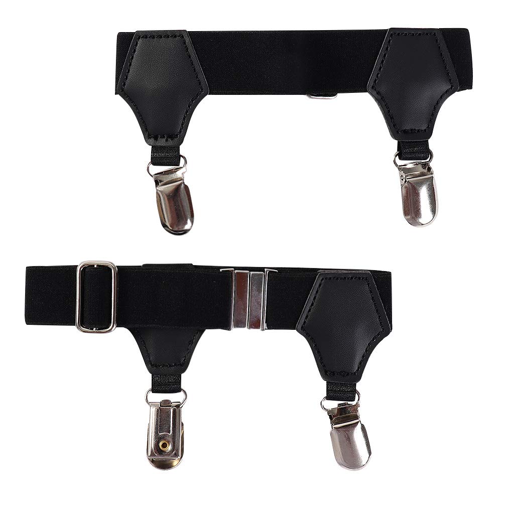 Adjustable Men's Sock Garters Belt with Sturdy Duckbill Buckle - 1-Pack Black Sock Suspenders for Formal Wear & Vintage Style