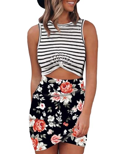 Stripe and Floral Black