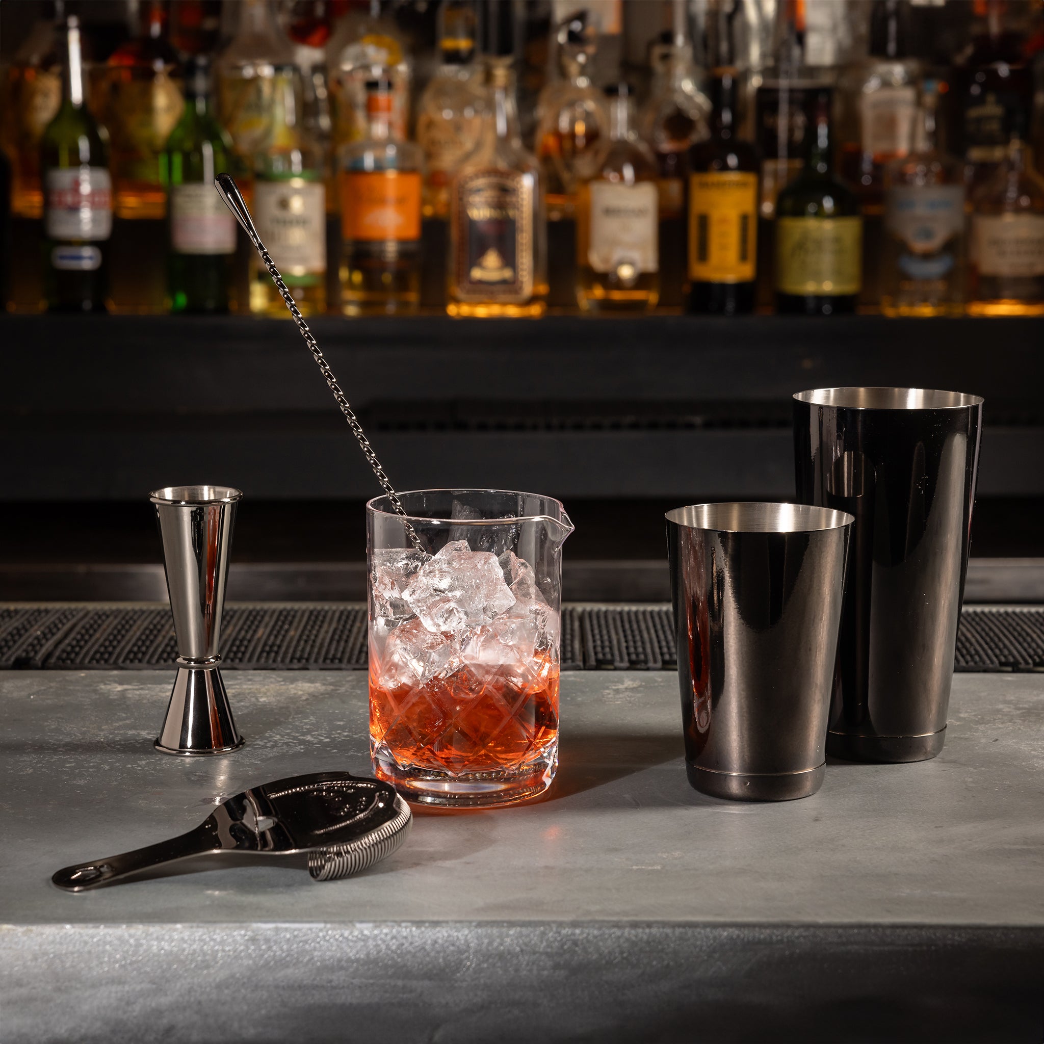 Premium Gunmetal Black Cocktail Set - 18-Piece Bar Essentials for Mixing, Shaking & Serving - Perfect for Home Bars, Parties & Gifts