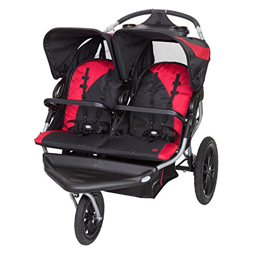 Baby Trend Navigator Lite Double Jogger Stroller - Lightweight Side-by-Side Stroller for Twins with Adjustable Canopy & Storage Basket | Perfect for Running, Walking & Outdoor Adventures (Candy Apple Red)