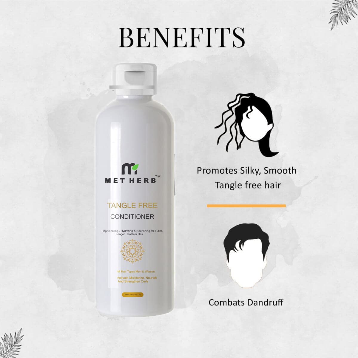 MET HERB Tangle Free Hair Conditioner - 200ml | Detangling & Hydrating for Smooth, Frizz-Free Hair | Perfect for Daily Use, Dry & Damaged Hair Care