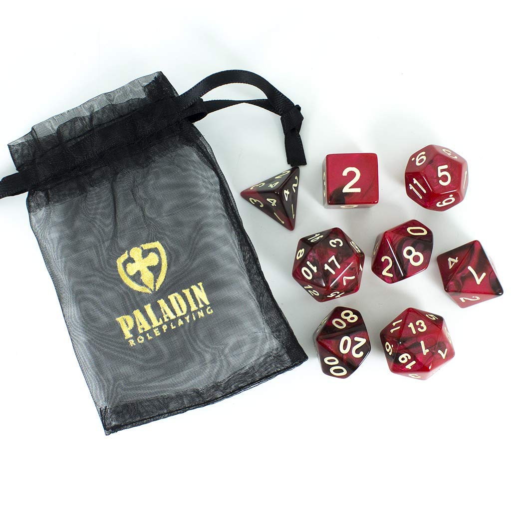 Blood God DND Dice Set - Red & Brown with Extra D20 for RPG Gaming