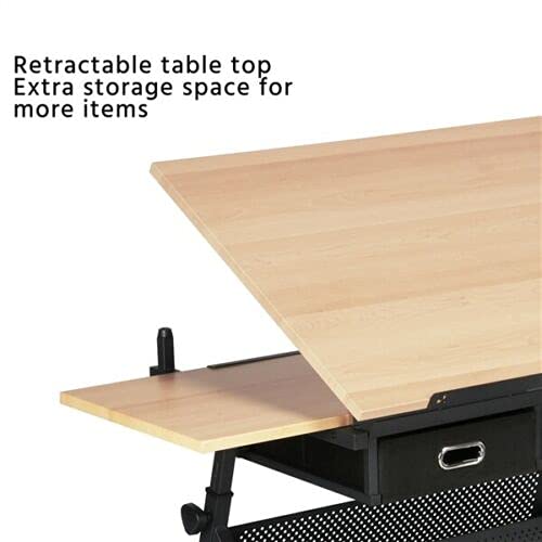 Adjustable Folding Drafting Table with Drop Leaf & Storage - Professional Drawing Desk for Architects, Artists & Students - Perfect for Home Office, Studio or School Workspace - Ideal for Sketching, Painting & Craft Projects
