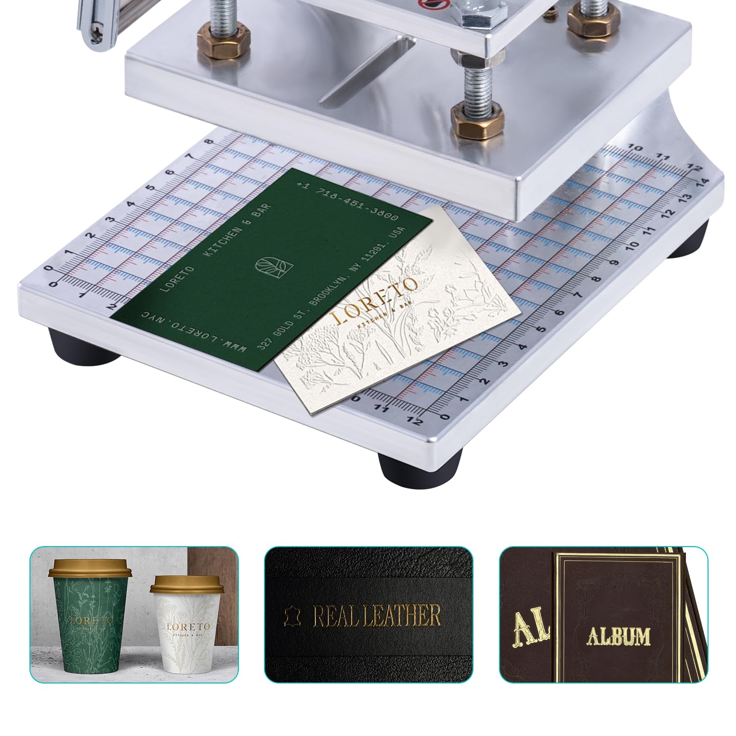 LMYYGOO 10 x 13cm Hot Foil Stamping Machine with Digital Display (0-350°C) - 304 Stainless Steel Embossing Press with Dual Heating Wires for Logo Bronzing - Perfect for DIY Crafts, Business Cards, Wedding Invitations & Leather Goods Branding