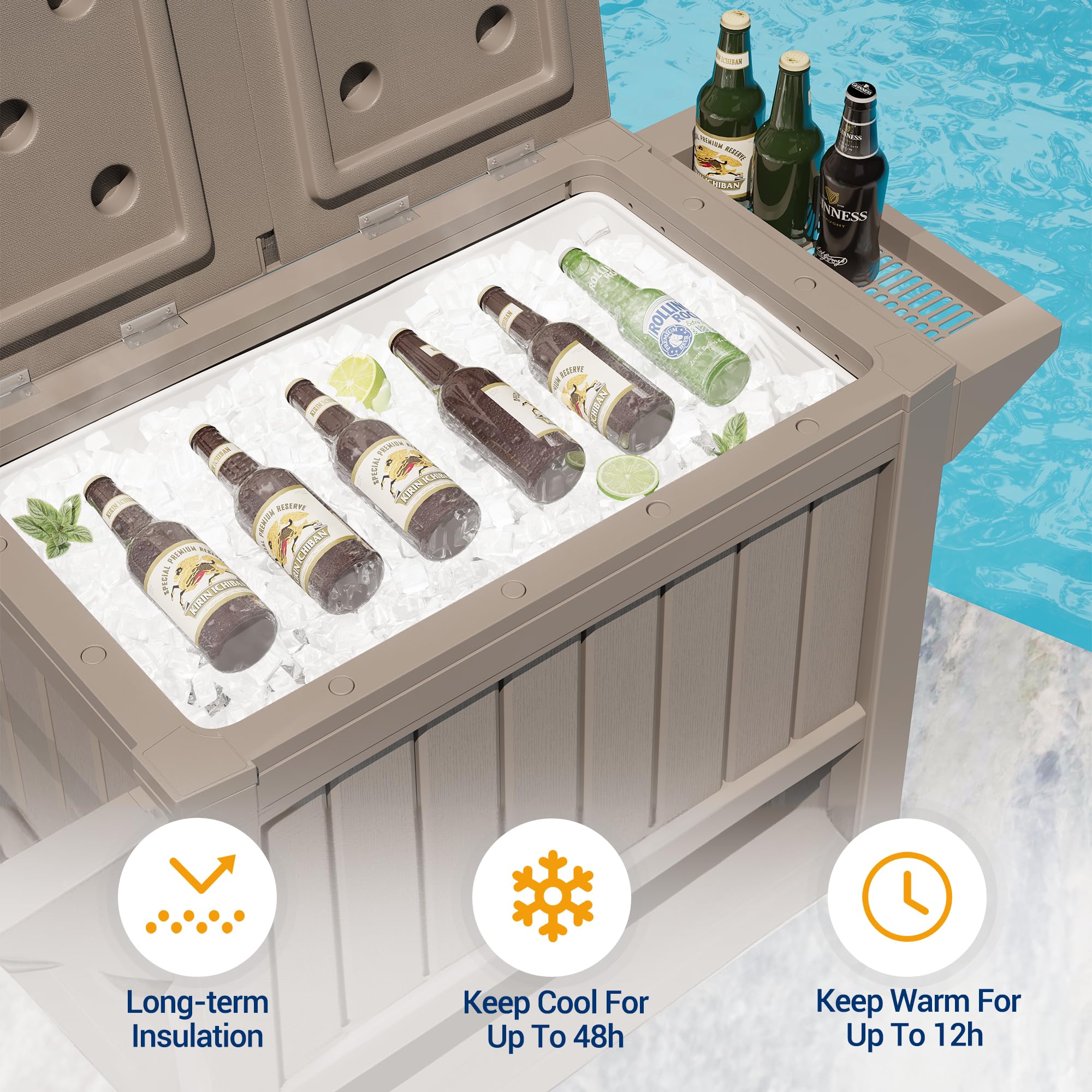UDPATIO 85 Quart Rolling Cooler with Wheels & Handle - Large Capacity Outdoor Party Cooler for Drinks, Beverages, Picnics, Camping, Tailgating & Beach Outings
