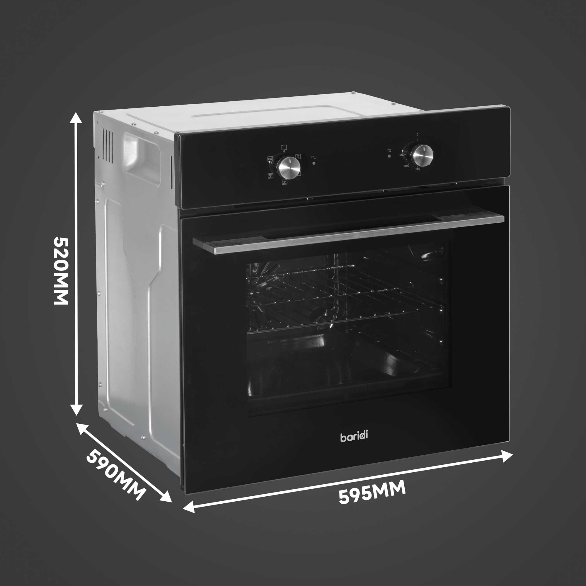 Baridi 4-Zone Ceramic Hob with 5-Function Fan Assisted Oven & Angled Cooker Hood Bundle - DH186 | Perfect for Modern Kitchens, Baking, Roasting & Family Cooking