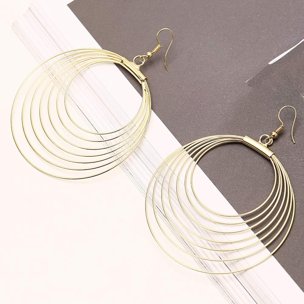 Stylish Multilayer Round Hoop Drop Earrings - Large Boho Dangle Earrings for Women | Perfect for Casual Wear, Parties & Boho Fashion Outfits