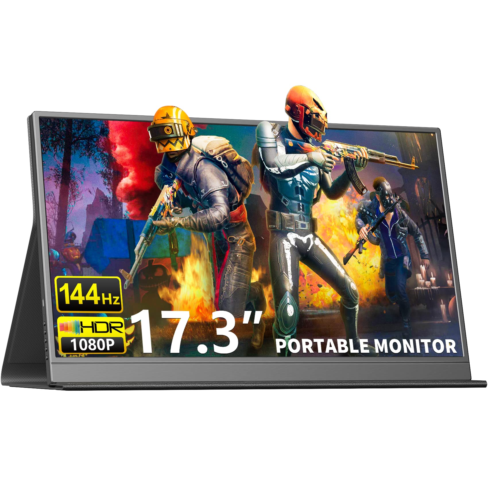 17.3 Inch 144Hz Portable Gaming Monitor - 1080P FHD USB C HDMI Second Screen with Built-in Speakers | VESA Mountable Travel Display for PS5, Xbox, Switch, MAC, PC & Mobile Gaming | Perfect for Work, Travel & Multi-Tasking