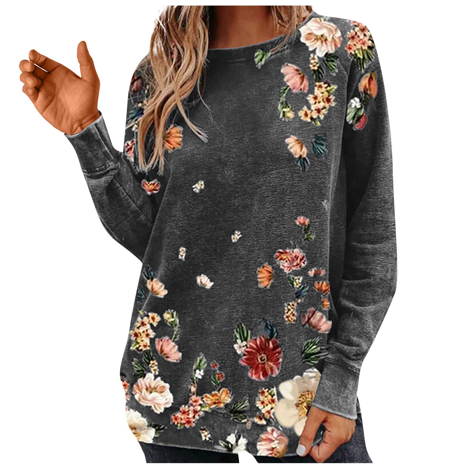 Plus Size Flowy Floral Tunic Tops for Women - Loose Fitting Blouse for Casual Wear & Office Outfits