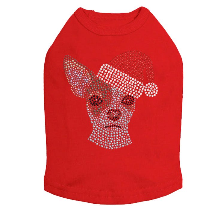Chihuahua Face with Santa Hat Dog Tank Top - Cute Christmas Pet Apparel for Small Dogs - Perfect for Holiday Photos & Festive Outfits