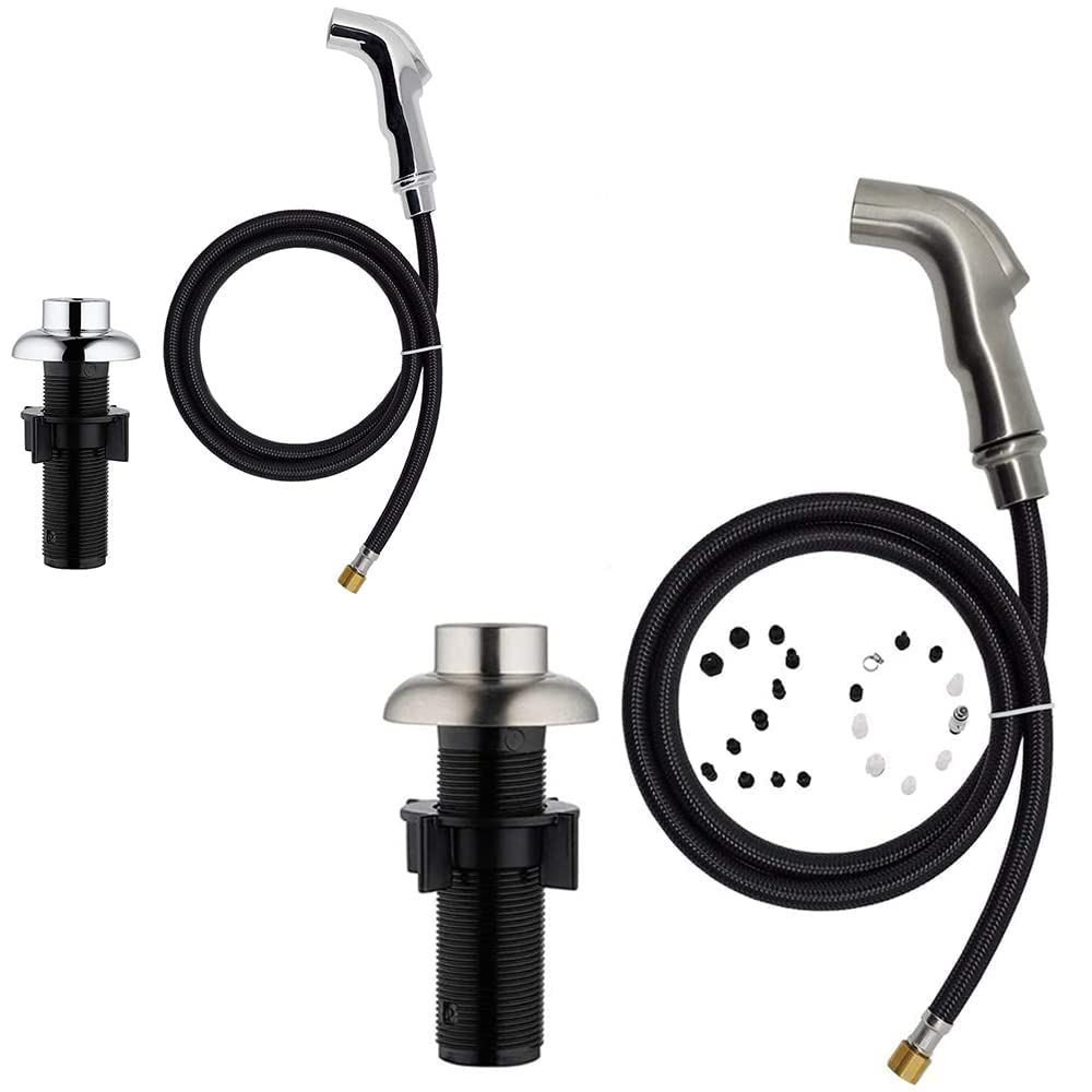 Brushed Nickel Kitchen Sink Sprayer with 17 Adapters - for Easy Replacement & Cleaning