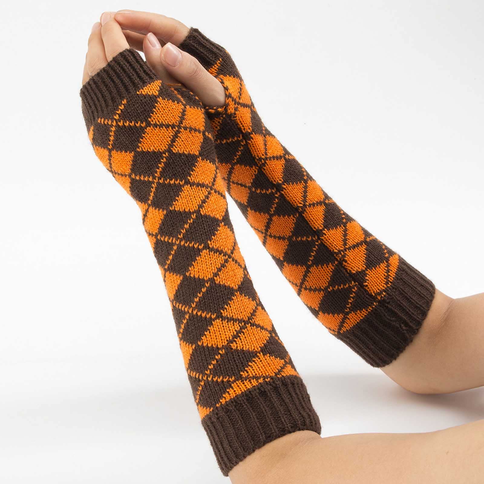 Olbye Winter Gloves for Women - Fingerless Knit Mittens with Elbow Length Warmers | Cold Weather Arm Protection for Outdoor Activities, Driving & Work