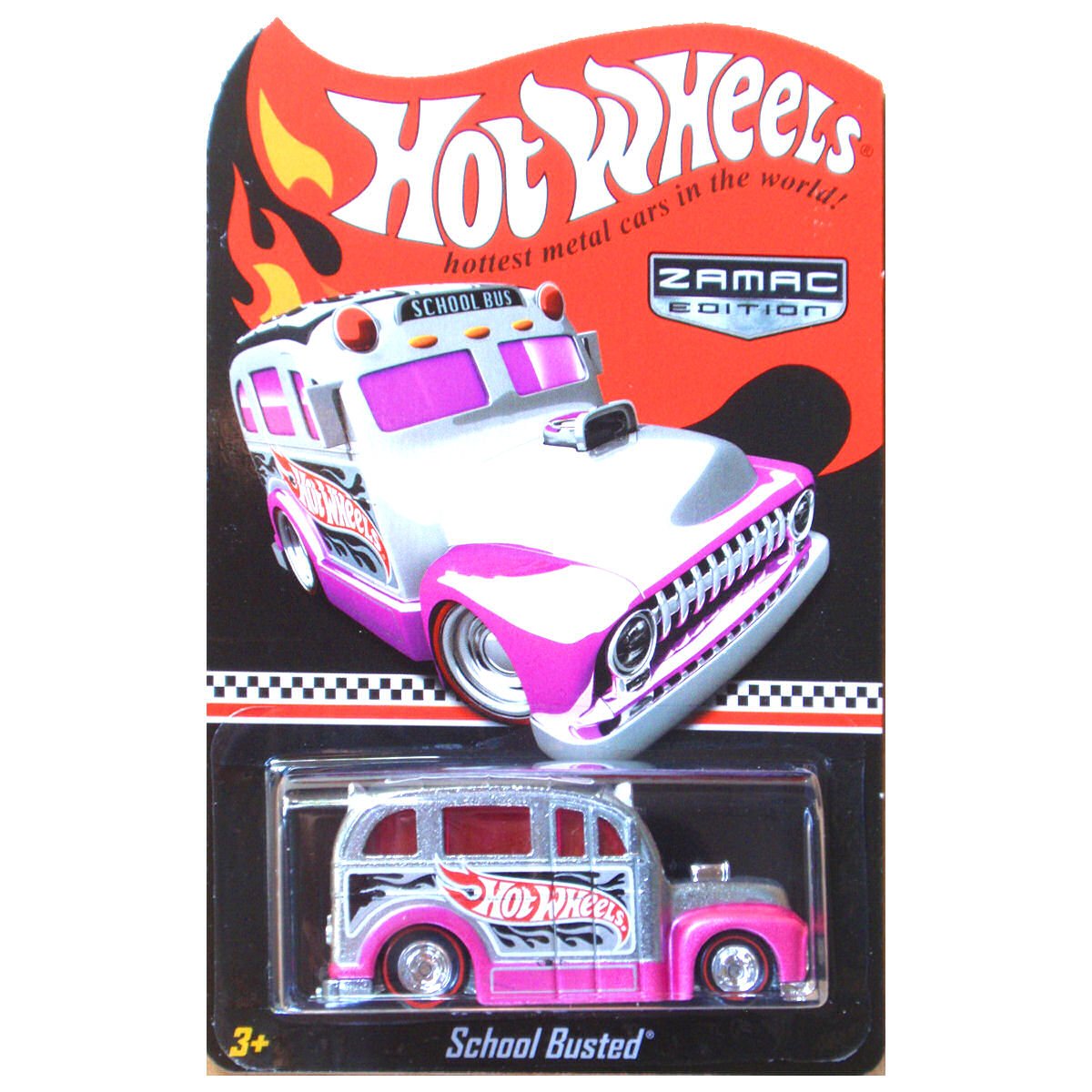 Hot Wheels School Busted School Bus Zamac Pink - Walmart Exclusive Mail-In Collectible Toy Car for Kids & Collectors - Perfect for Playtime, Gifts, and Display