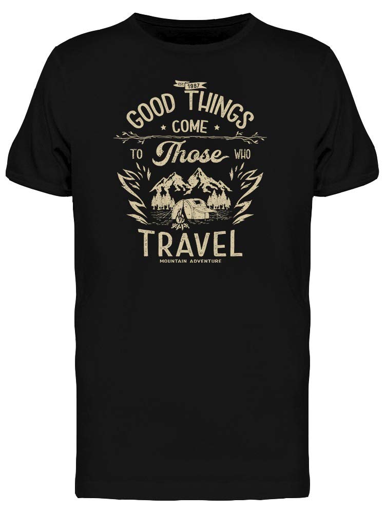 Smartprints Men's Graphic Tee - Travel & Good Things Design - Comfortable Casual T-Shirt for Everyday Wear, Weekend Outings & Travel Adventures