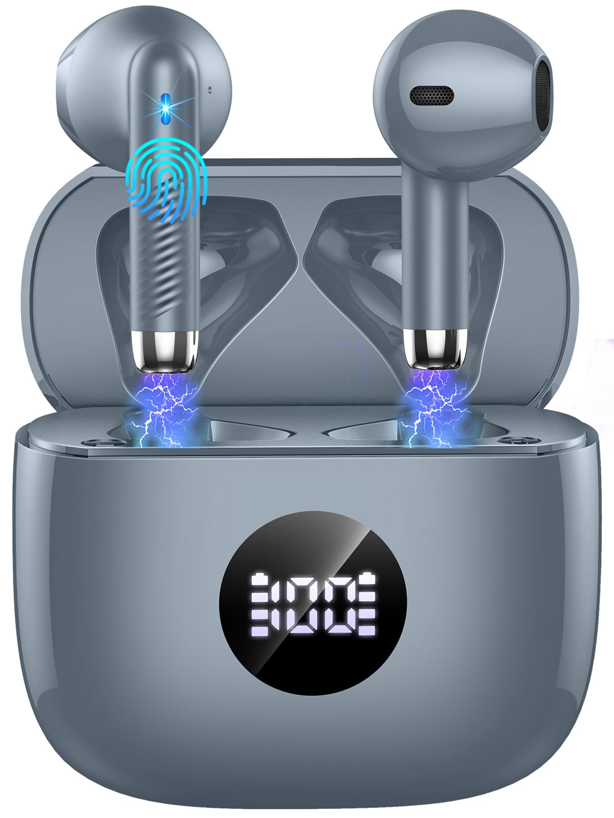 Wireless Earbuds Bluetooth 5.4 with 4 ENC Noise Cancelling Mic - 40H Playtime HiFi Stereo Deep Bass IP7 Waterproof Headphones | USB-C Fast Charging Dark Gray | Perfect for Gym, Running, Travel & Work Calls