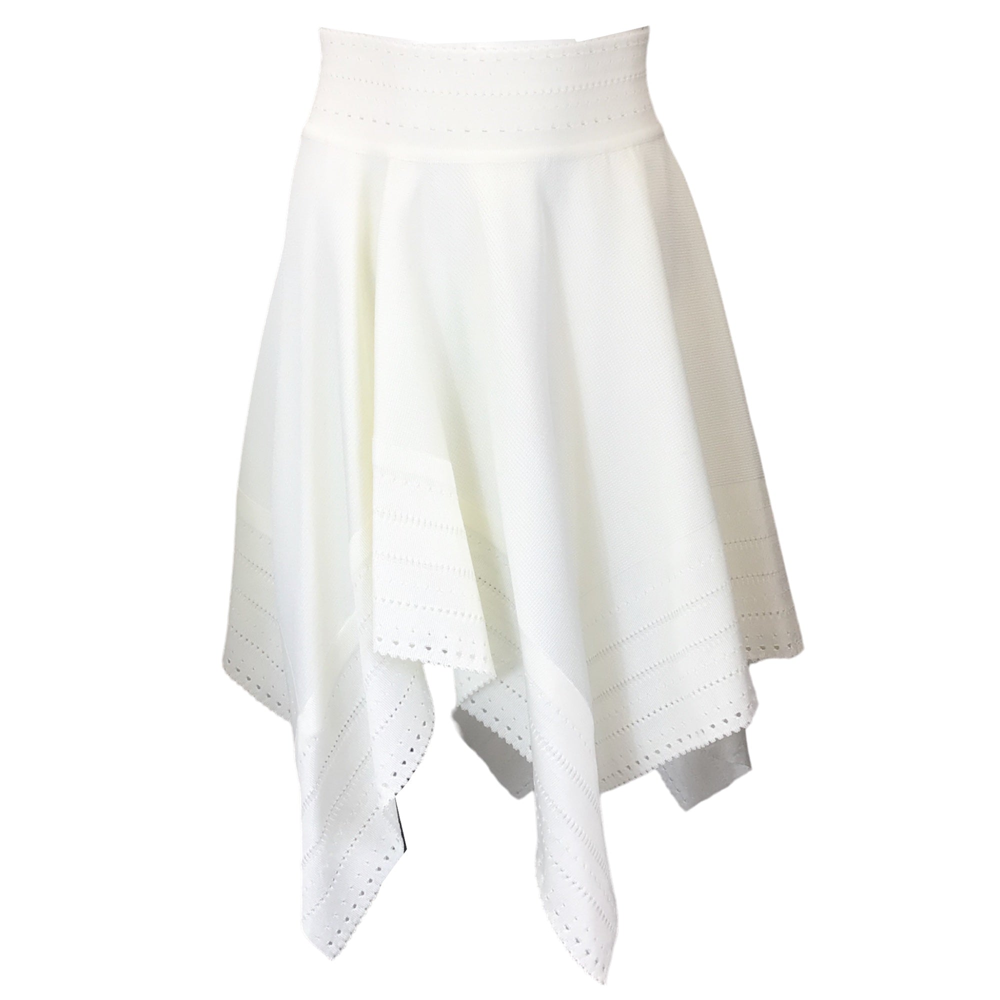 Alexandre Vauthier Women's White Asymmetric Hem Stretch Knit Skirt - Elegant Party & Evening Wear for Special Occasions