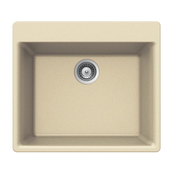 Hamat SIO 2420ST SD Granite Composite Topmount Single Bowl Kitchen Sink, Sand Color - Perfect for Modern Farmhouse & Contemporary Kitchen Remodels