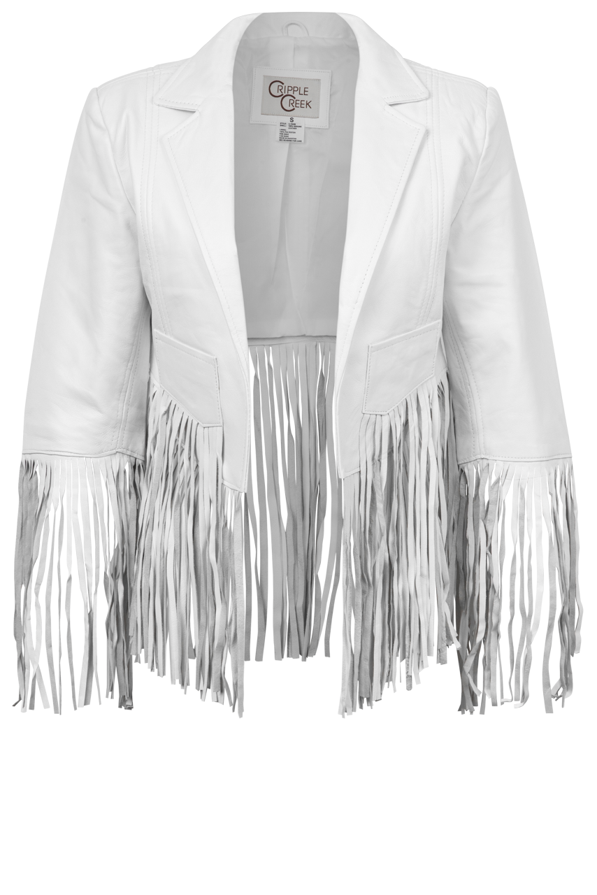 Premium Cripple Creek Nappa Leather Fringe Jacket for Women – Stylish Western Biker Jacket for Casual Outfits & Cowgirl Fashion
