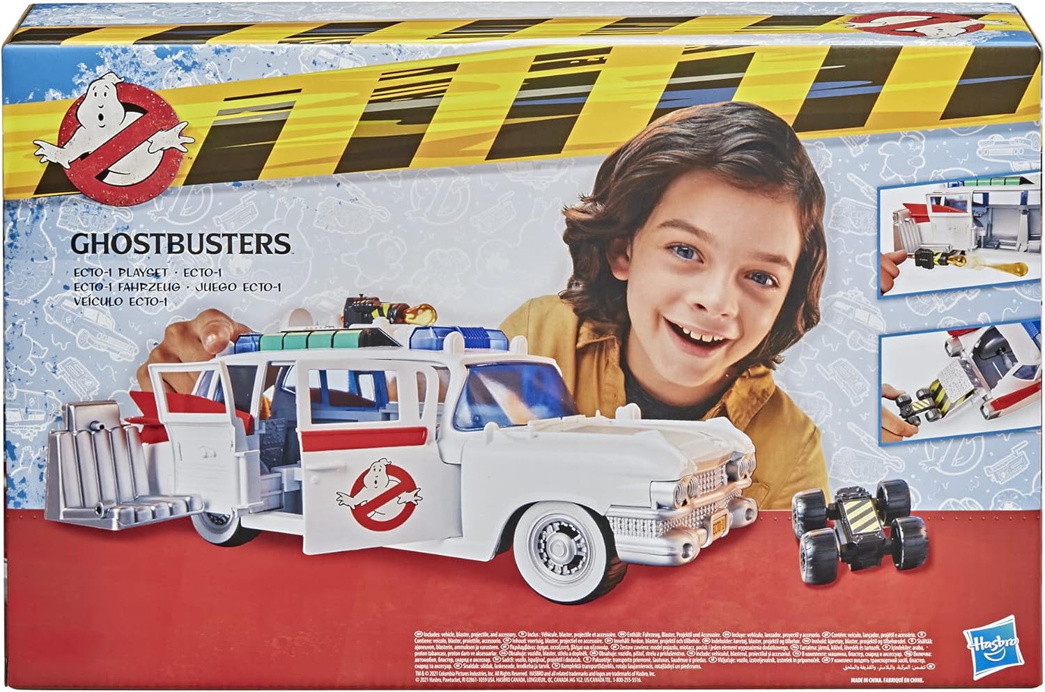 Ghostbusters 2021 Ecto-1 Diecast Car Toy Playset with Lights & Sounds - Collectible Movie Replica for Kids & Adults - Perfect for Halloween Decor & Gift Giving