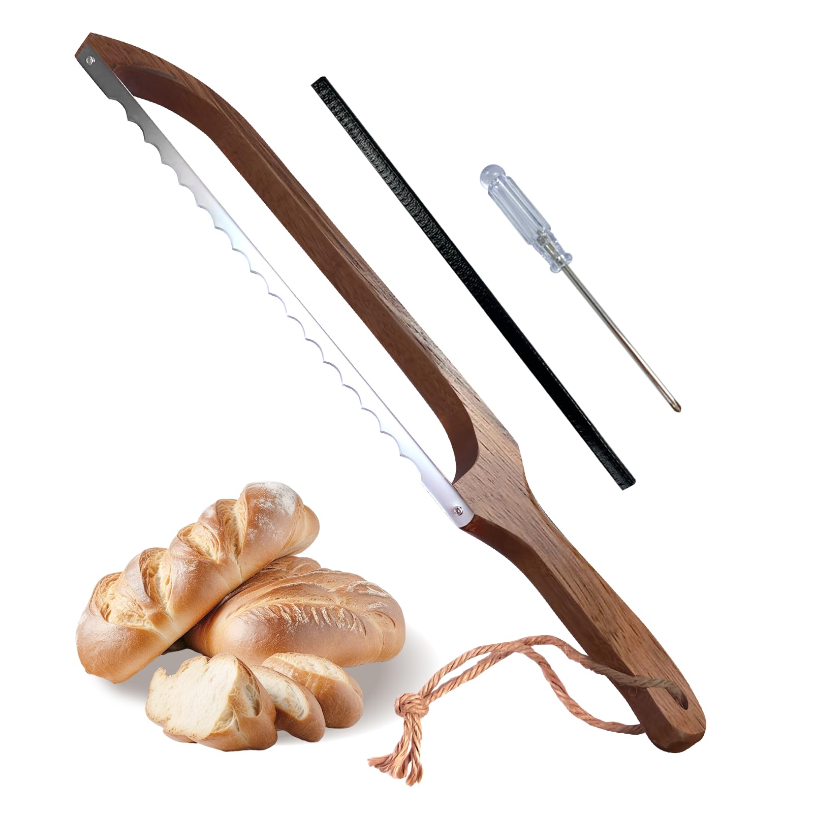**Best Sourdough Bread Knife for Easy Slicing - Wooden Bread Slicer & Bow Saw Cutter for Homemade Bread - Perfect for Baking Supplies & Artisan Loaves (Ideal for Kitchens, Bakeries & Home Bakers)**