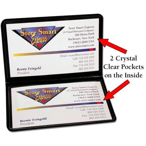 StoreSMART Black Folding Business Card Holders - 100 Pack - Durable Polypropylene Plastic Card Cases - Perfect for Networking Events, Trade Shows & Office Organization (RPP2915BK100)
