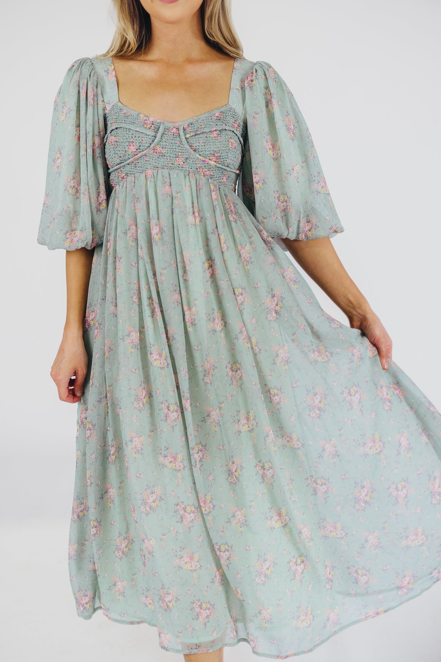 Turquoise Floral Harlow Maxi Dress - Bump Friendly Maternity & Inclusive Sizing (S-3XL) for Women | Perfect for Beach Vacations, Summer Weddings & Casual Outings