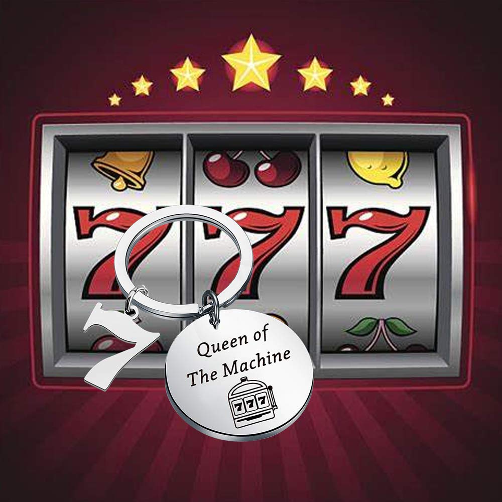 Slot Machine Keychain - Queen of The Machine Gambling Jewelry for Casino Lovers | Unique Slot-Themed Gift for Casino Enthusiasts | Perfect for Casino Nights, Gifts & Collectibles