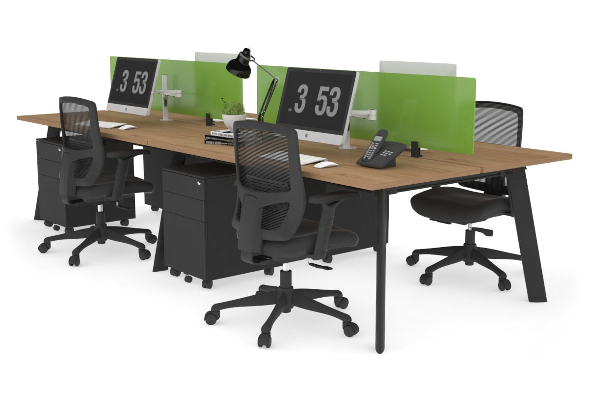 4-Person Workstation with Black Frame - 1800L x 700W Office Desk for Team Collaboration & Productivity | Perfect for Open Offices, Coworking Spaces & Home Offices